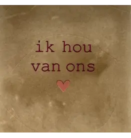 Yett Tegeltje - Ik hou van ons, Taupe/Cherry - 10x10