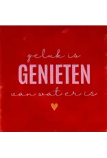 Yett Tegeltje - Geluk is genieten, Rood/Roze - 10x10