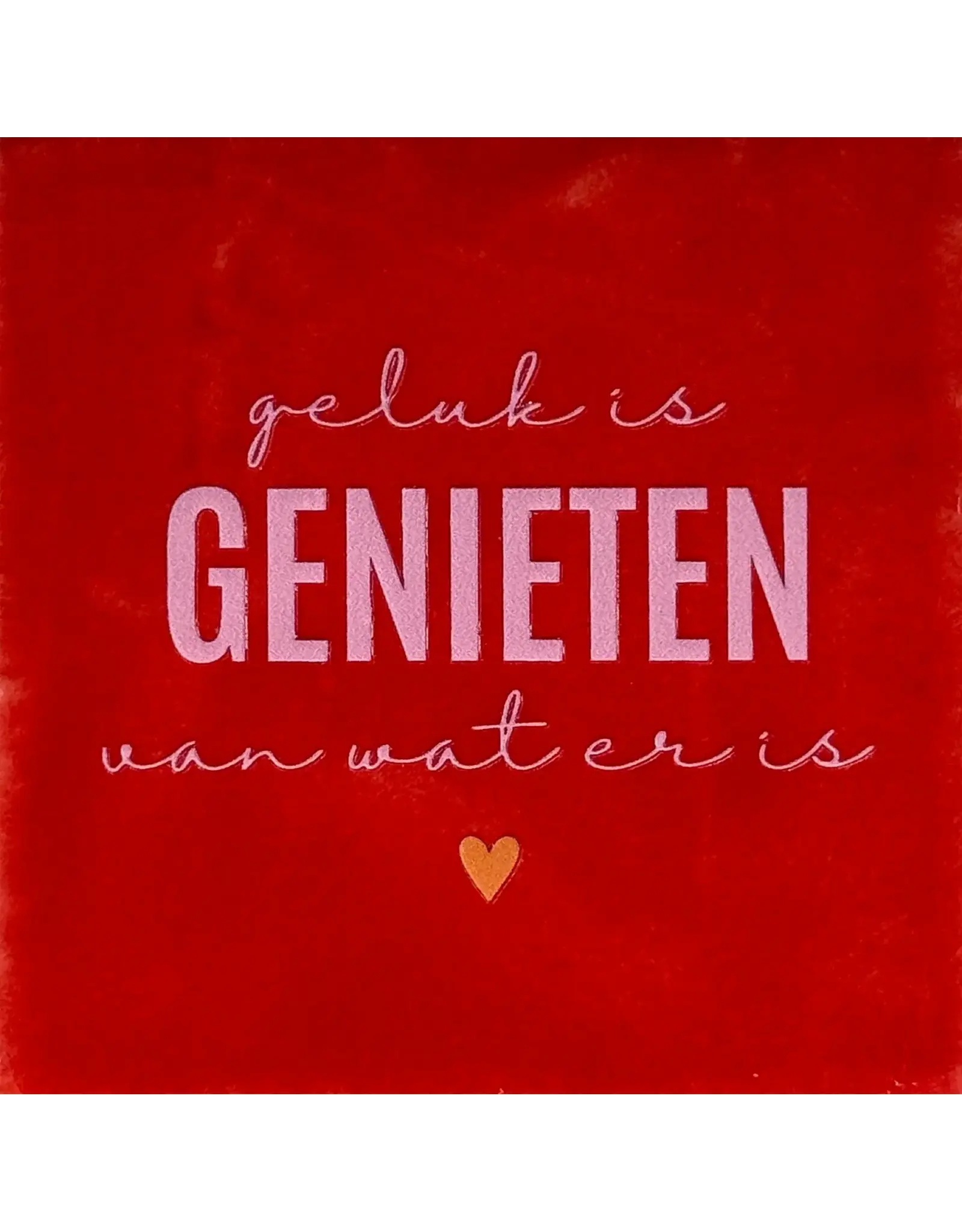 Yett Tegeltje - Geluk is genieten, Rood/Roze - 10x10