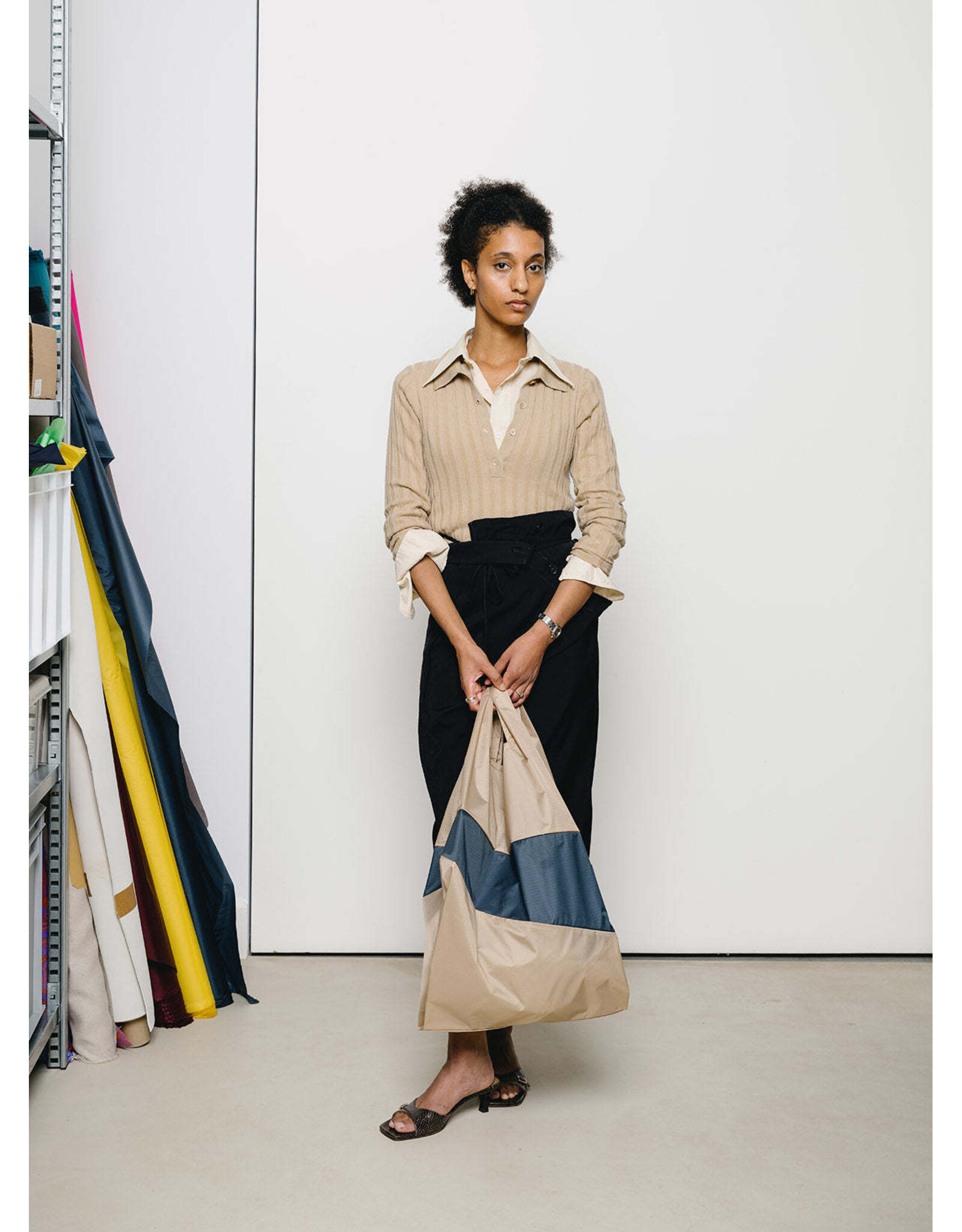 Susan Bijl Shopping bag L, Almond & Tornado - 37,5 x 69 x 34cm