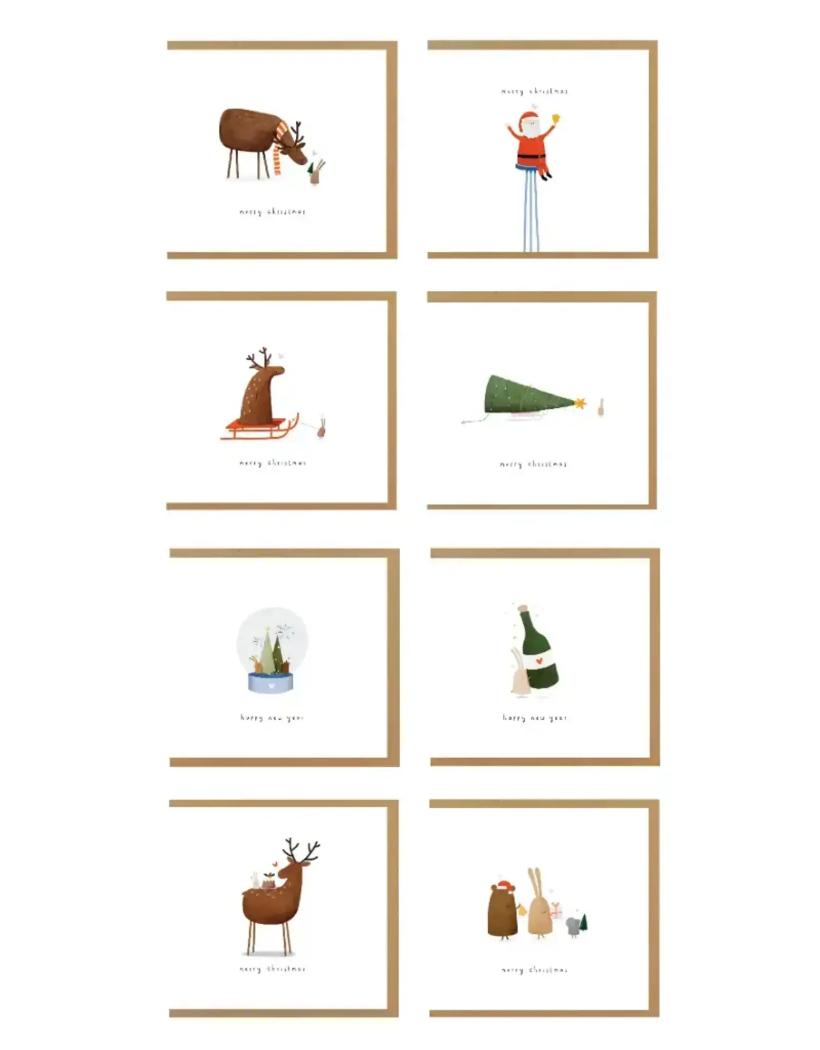 Klein liefs Doosje Kerstkaarten, Klein Liefs  - 8 stuks, 4 designs + Envelop