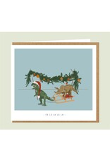 Studio Mie Wenskaart - Kerst - Falalalala - Dubbele kaart + Envelop