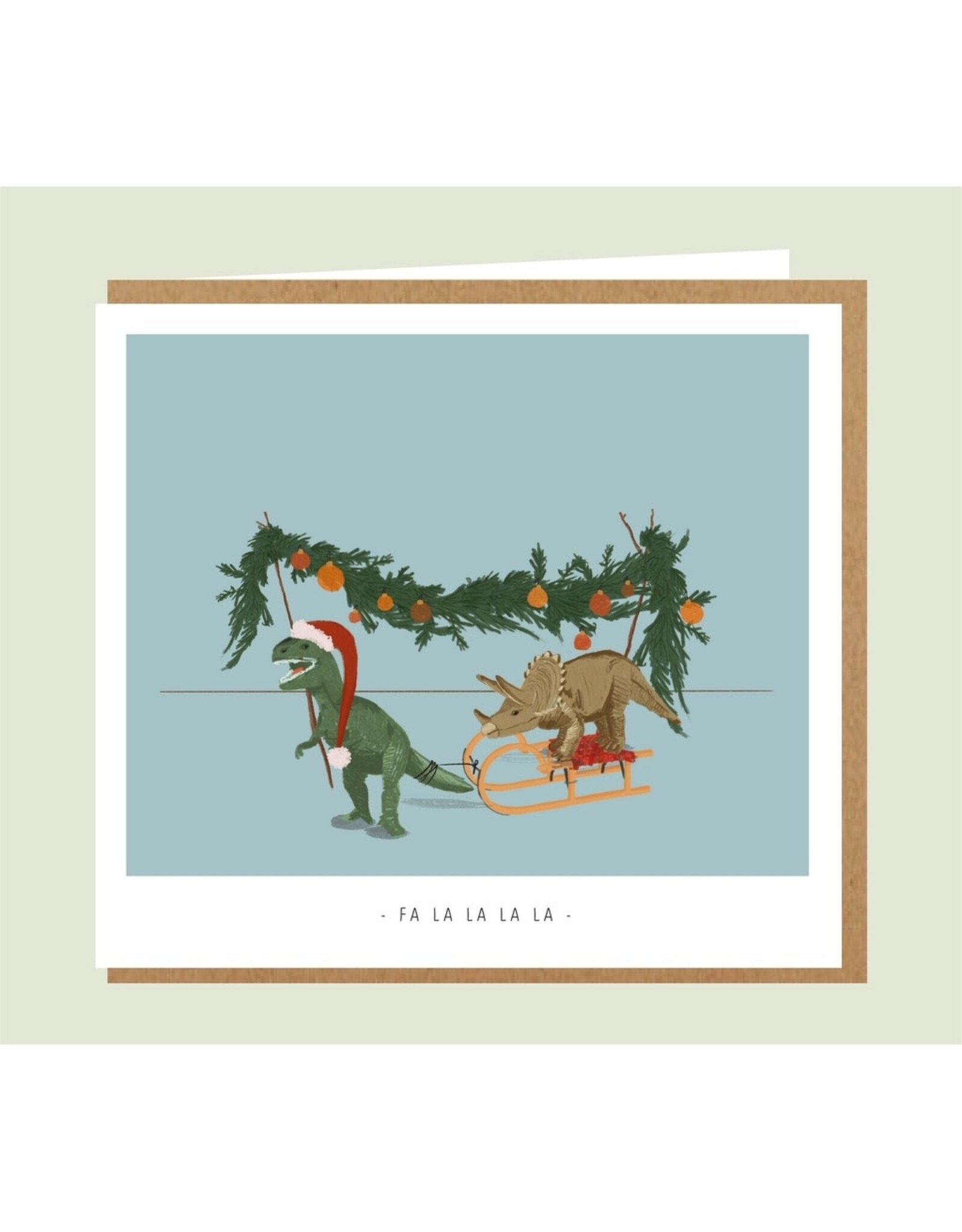 Studio Mie Wenskaart - Kerst - Falalalala - Dubbele kaart + Envelop