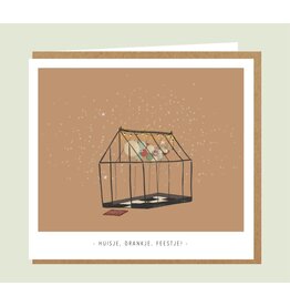 Studio Mie Wenskaart - Huisje, drankje, feestje - Dubbele kaart + Envelop