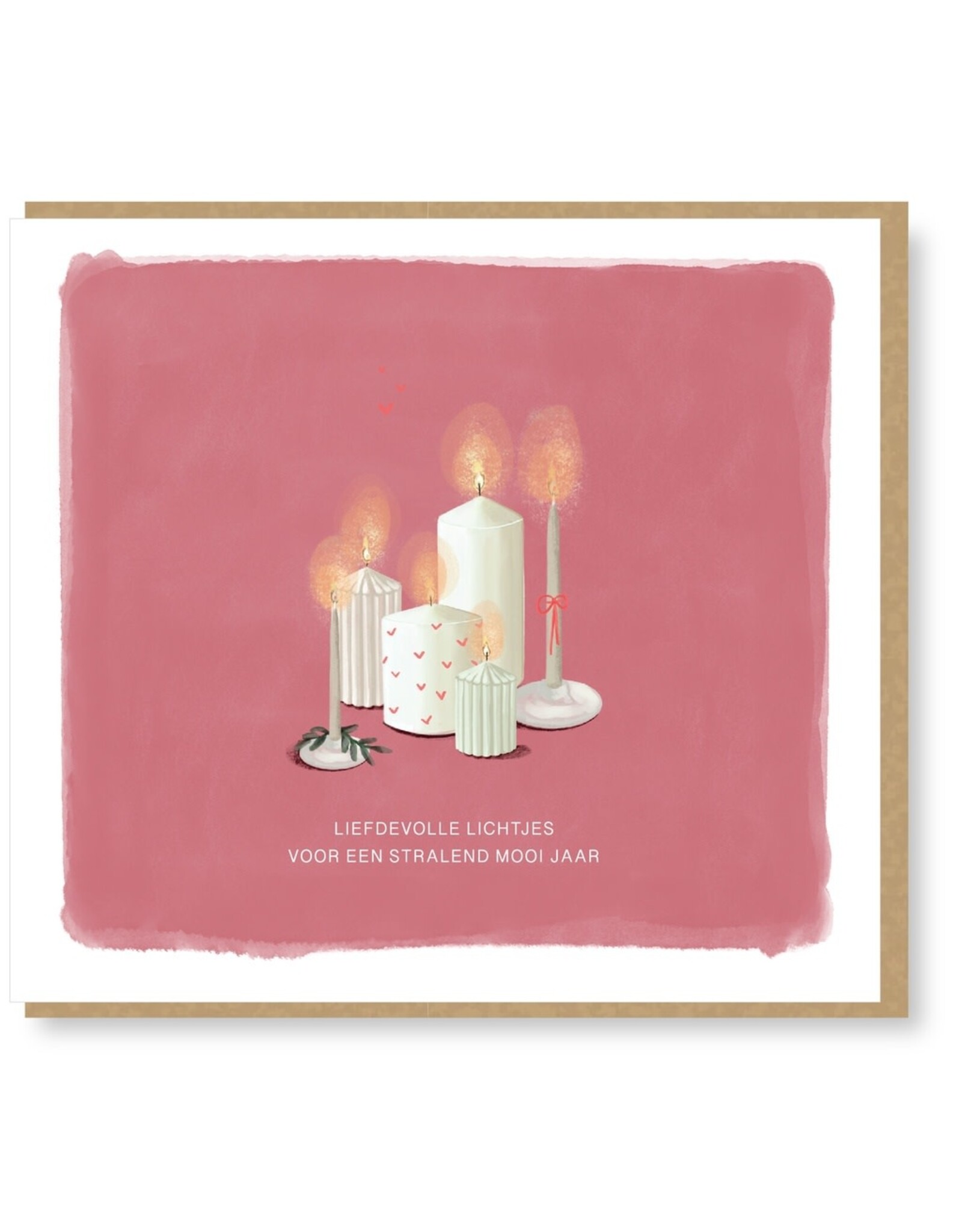 Studio Mie Wenskaart, Kerst - Liefdevolle lichtjes voor een stralend nieuw jaar - Dubbele kaart + Envelop