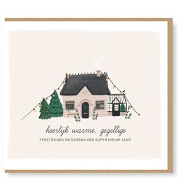 Studio Mie Wenskaart, Kerst - Heerlijk warme, gezellige feestdagen - Dubbele kaart + Envelop