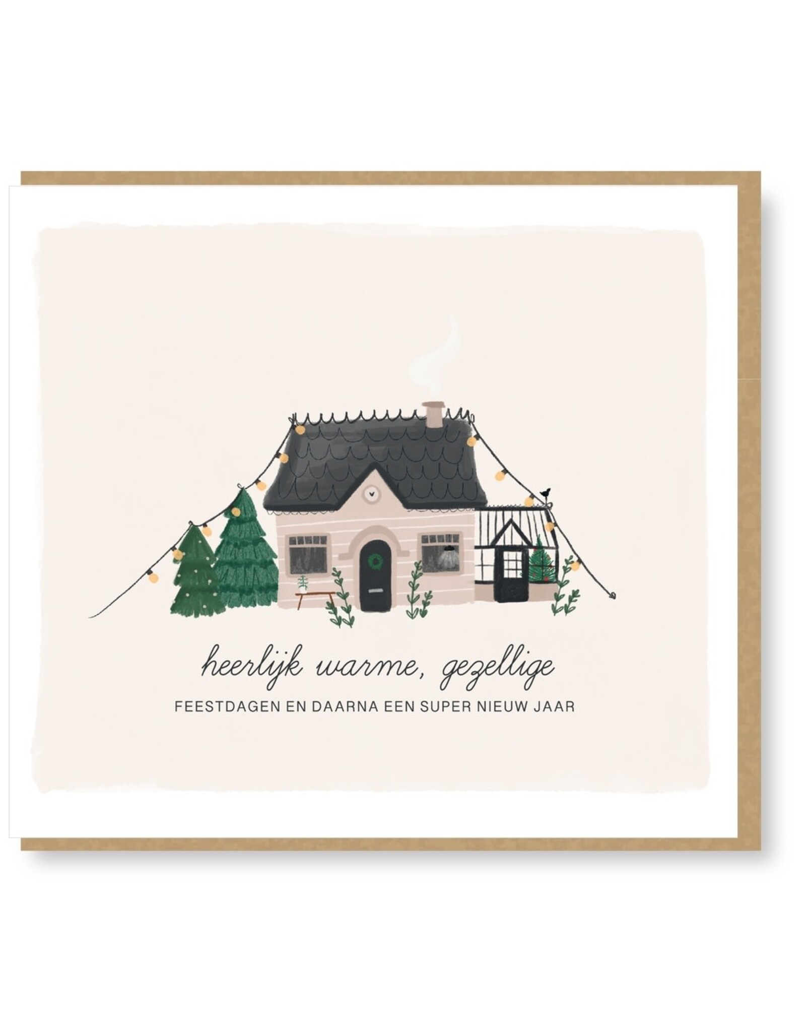 Studio Mie Wenskaart, Kerst - Heerlijk warme, gezellige feestdagen - Dubbele kaart + Envelop