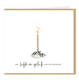 Studio Mie Wenskaart, Kerst - Veel liefde en geluk voor het nieuwe jaar - Dubbele kaart + Envelop