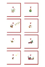 Yon Doosje Kerstkaarten, Yon 5 - 8 stuks, 4 designs + Envelop
