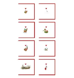 Yon Doosje Kerstkaarten, Yon 6 - 8 stuks, 4 designs + Envelop