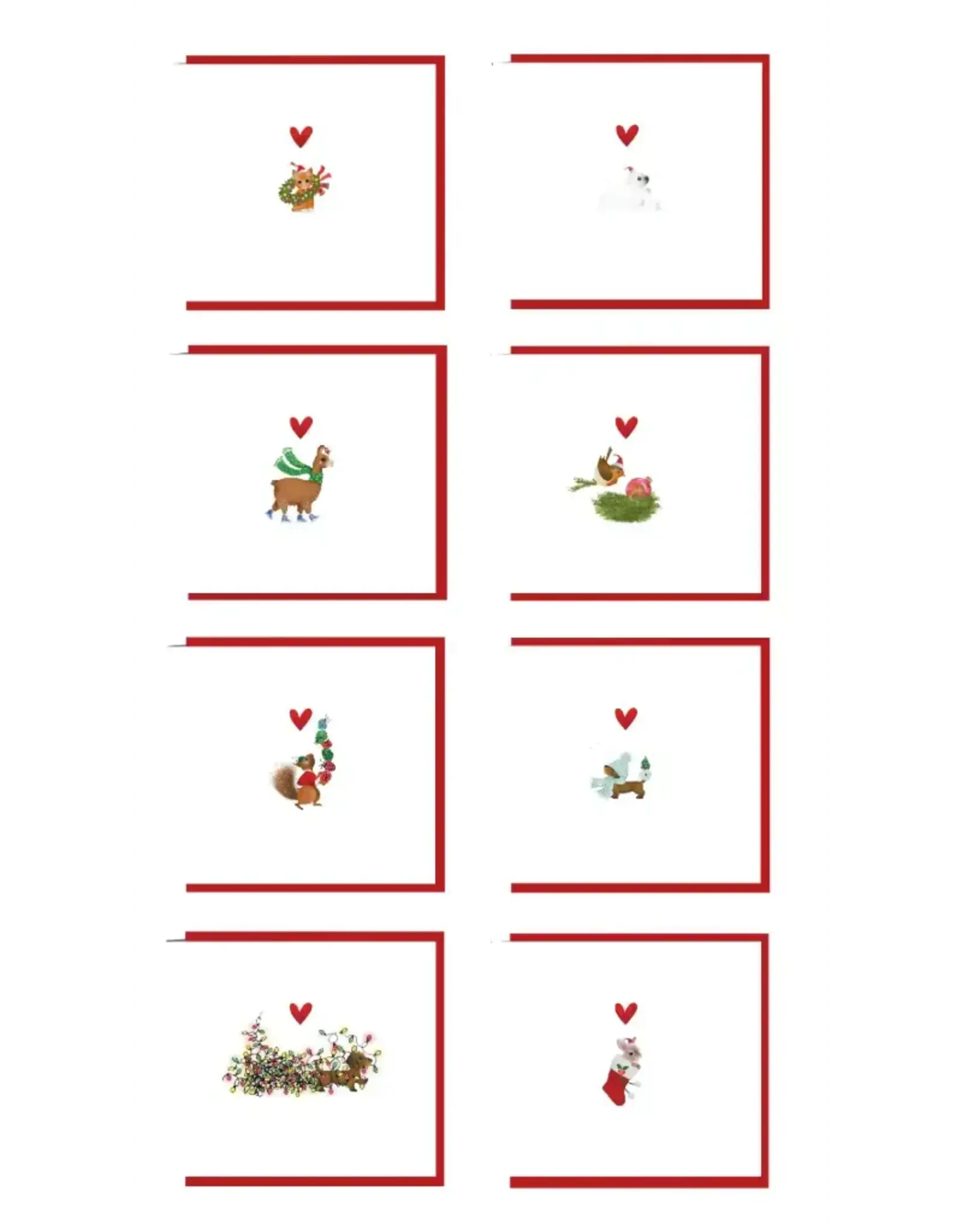 Yon Doosje Kerstkaarten, Yon 6 - 8 stuks, 4 designs + Envelop