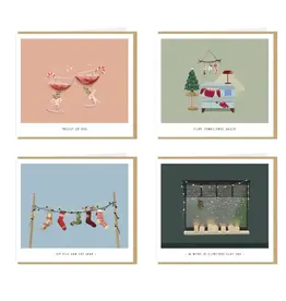 Studio Mie Doosje Kerstkaarten, Studio Mie  9 - 4 Design x 2 + 8 Enveloppen