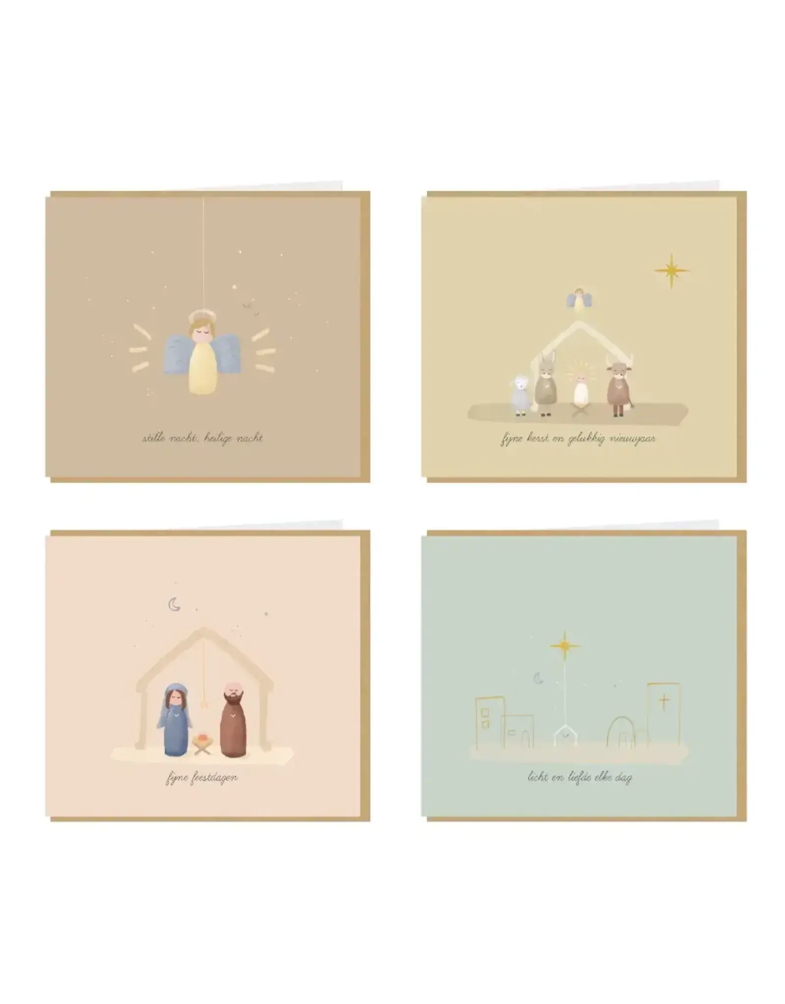 Studio Mie Doosje Kerstkaarten, Studio Mie 8 - 8 stuks, 4 designs + Envelop