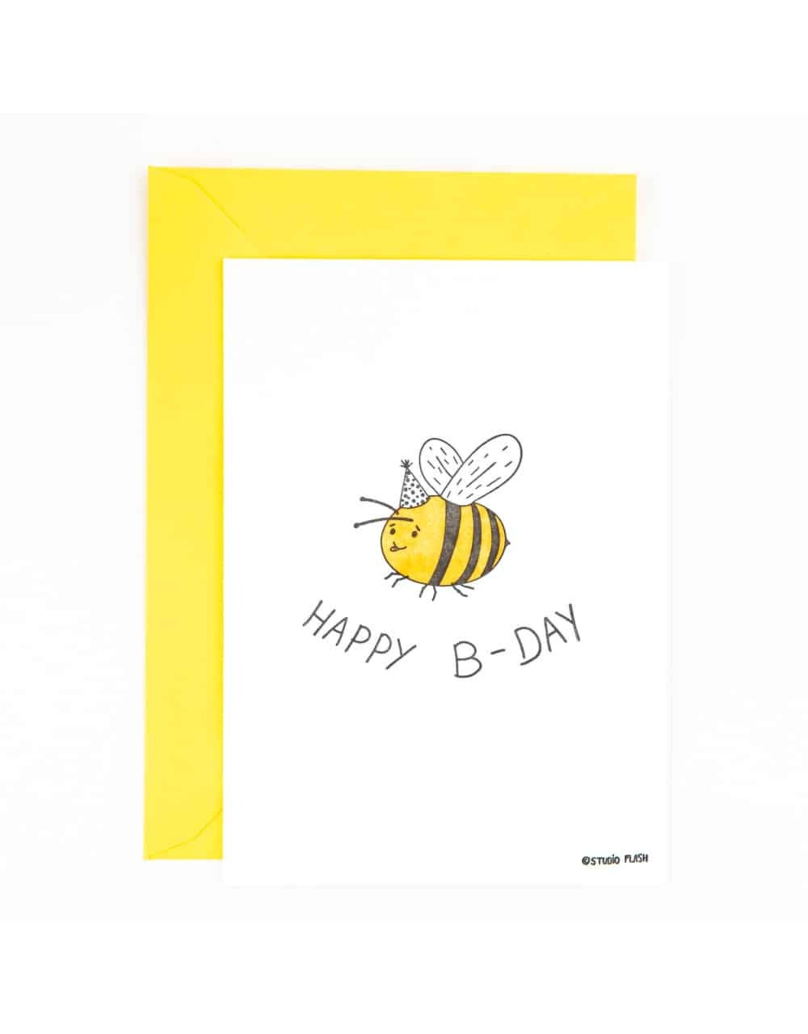 Studio Flash Wenskaart - Happy Bee Day - Letterpress Kaart + Envelop