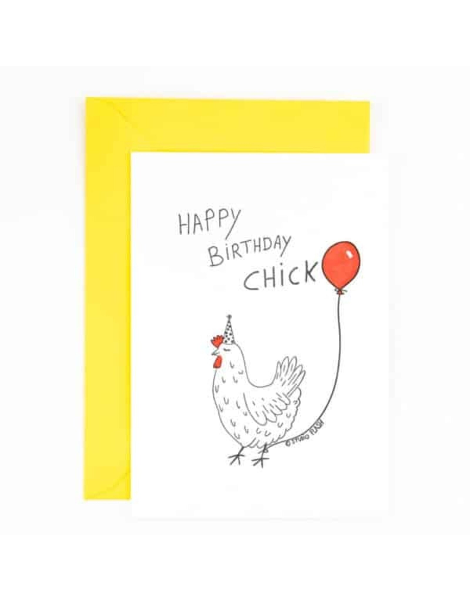 Studio Flash Wenskaart - Birthday Chick - Letterpress Kaart + Envelop