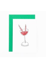Studio Flash Wenskaart - Wine with candles - Letterpress Kaart + Envelop