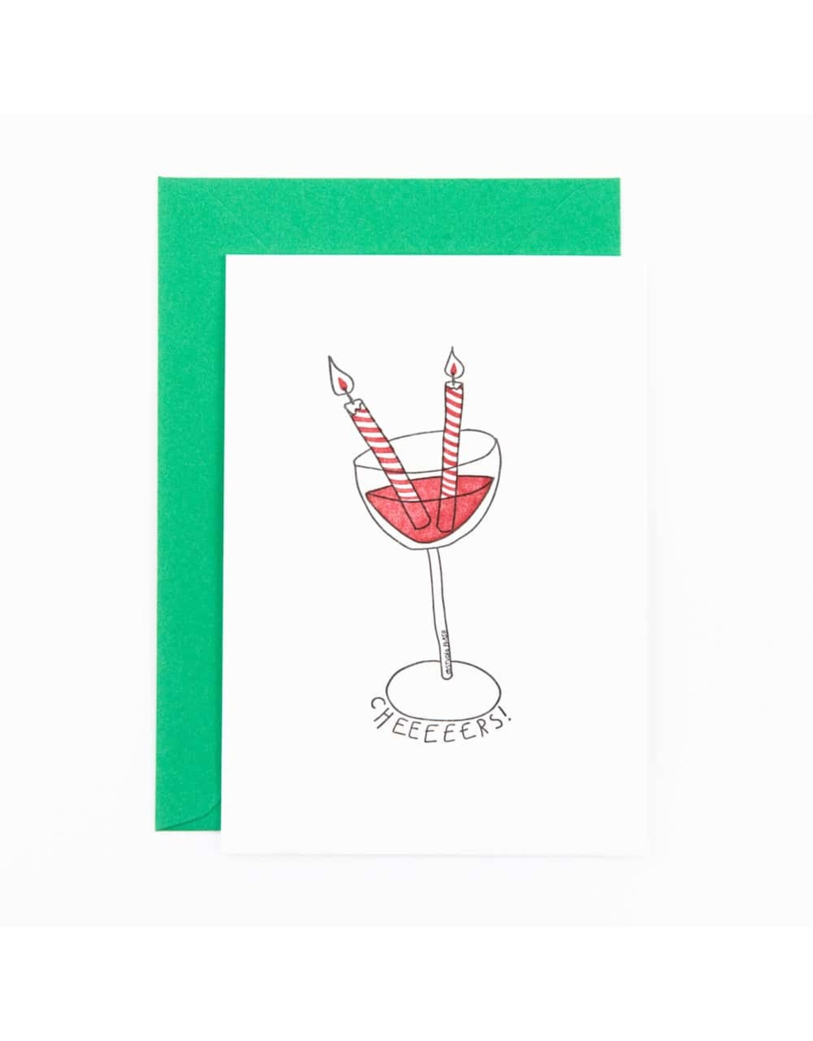 Studio Flash Wenskaart - Wine with candles - Letterpress Kaart + Envelop