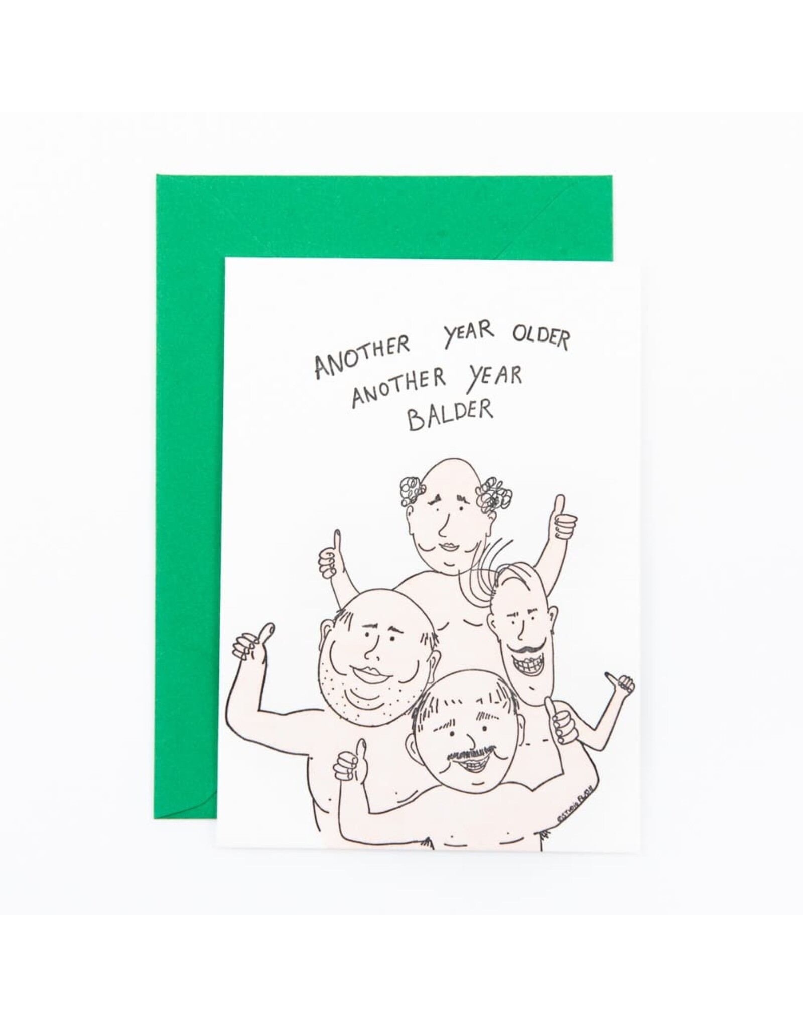 Studio Flash Wenskaart - Another year older, another year balder - Letterpress kaart + Envelop