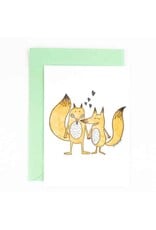 Studio Flash Wenskaart - Loving Foxes - Letterpress Kaart + Envelop