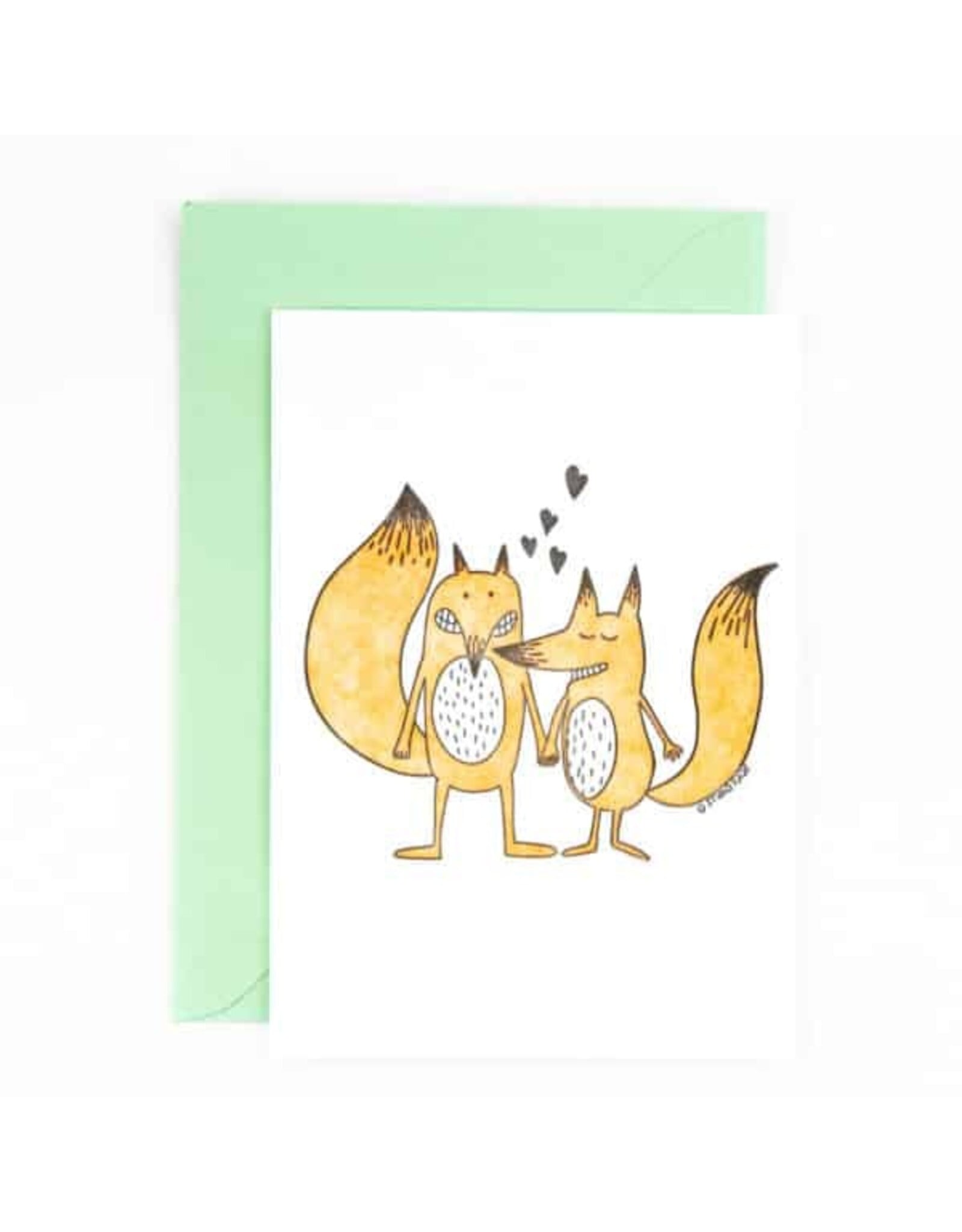 Studio Flash Wenskaart - Loving Foxes - Letterpress Kaart + Envelop