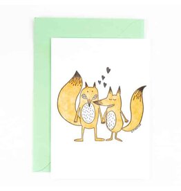 Studio Flash Wenskaart - Loving Foxes - Letterpress Kaart + Envelop