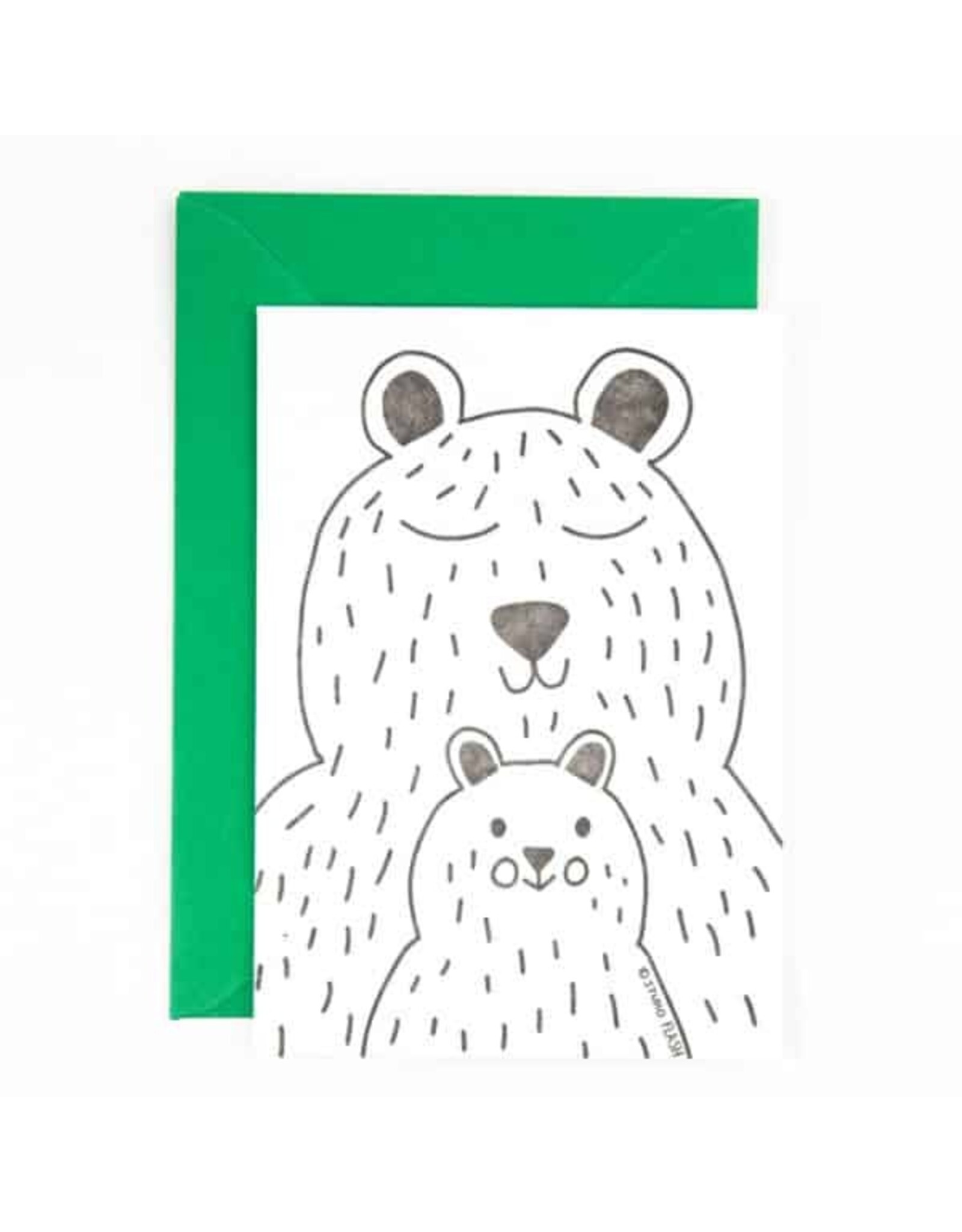 Studio Flash Wenskaart - Parent & Child bear - Letterpress Kaart + Envelop