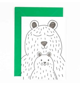 Studio Flash Wenskaart - Parent & Child bear - Letterpress Kaart + Envelop