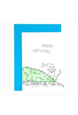 Studio Flash Wenskaart, Kerst - Me innocent cat - Letterpress Kaart + Envelop