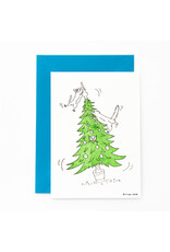Studio Flash Wenskaart - Cats and Christmas tress - Letterpress kaart + Envelop