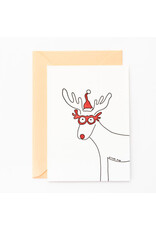 Studio Flash Wenskaart, Kerst - Reindeer dressed as reindeer - Letterpress Kaart + Envelop