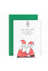 Studio Flash Wenskaart, Kerst - Kissing Santas - Letterpress Kaart + Envelop