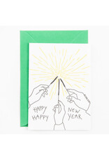 Studio Flash Wenskaart, Kerst - Firework stick for NY - Letterpress Kaart + Envelop