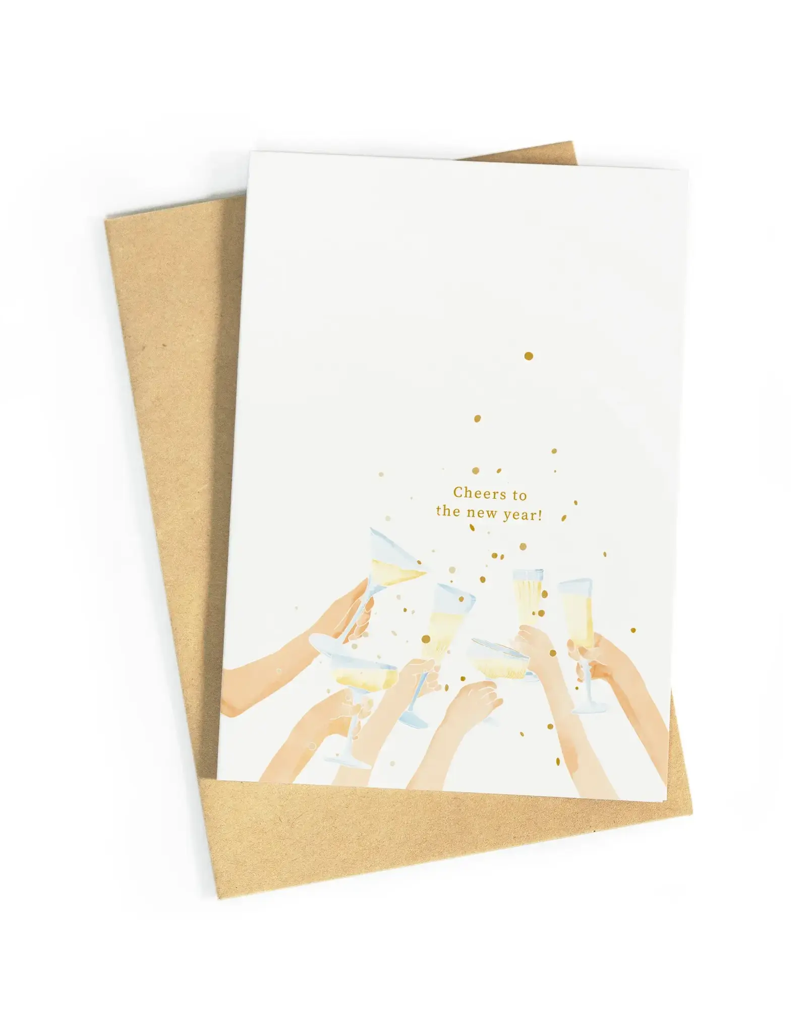 Studio Zwoane Wenskaart, Kerst - Cheers to the new year - Dubbele kaart + Envelop