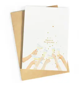 Studio Zwoane Wenskaart, Kerst - Cheers to the new year - Dubbele kaart + Envelop