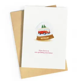 Studio Zwoane Wenskaart, Kerst - Fijne Kerst, Busje - Dubbele kaart + Envelop