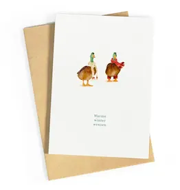 Studio Zwoane Wenskaart, Kerst - Warme winter wensen - Dubbele kaart + Envelop