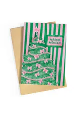 Studio Zwoane Wenskaart, Kerst - Kerstboom warm wensen - Dubbele kaart + Envelop