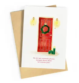 Studio Zwoane Wenskaart, Kerst - Da we met evenveel plezier meugen deuren doen - Dubbele kaart + Envelop