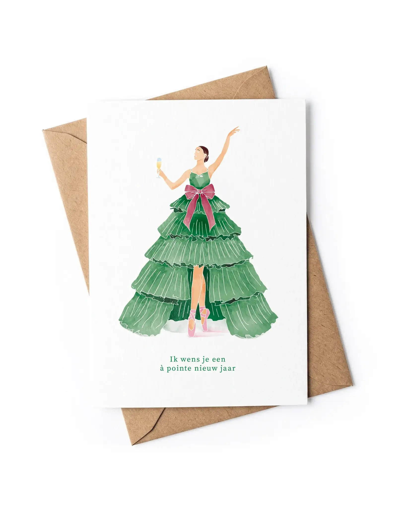 Studio Zwoane Wenskaart, Kerst - A pointe - Dubbele kaart + Envelop