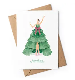 Studio Zwoane Wenskaart, Kerst - A pointe - Dubbele kaart + Envelop