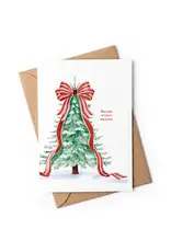 Studio Zwoane Wenskaart, Kerst - Kerstboom Strik - Dubbele kaart + Envelop