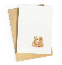 Studio Zwoane Wenskaart - Hartje Kat - Dubbele kaart + Envelop