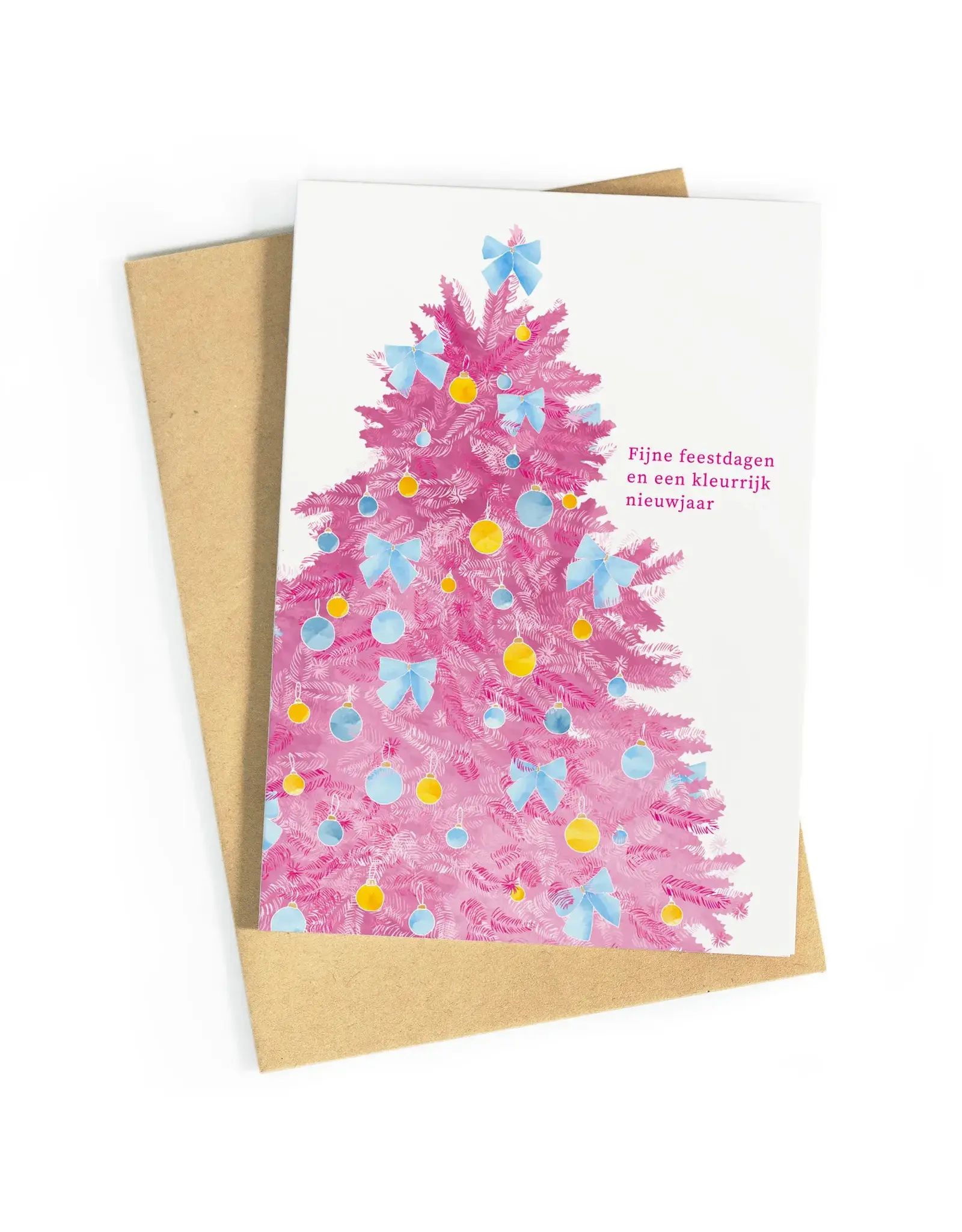 Studio Zwoane Wenskaart, Kerst - Fijne feestdagen en een kleurrijk nieuwjaar - Dubbele kaart + Envelop