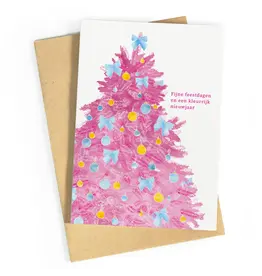 Studio Zwoane Wenskaart, Kerst - Fijne feestdagen en een kleurrijk nieuwjaar - Dubbele kaart + Envelop