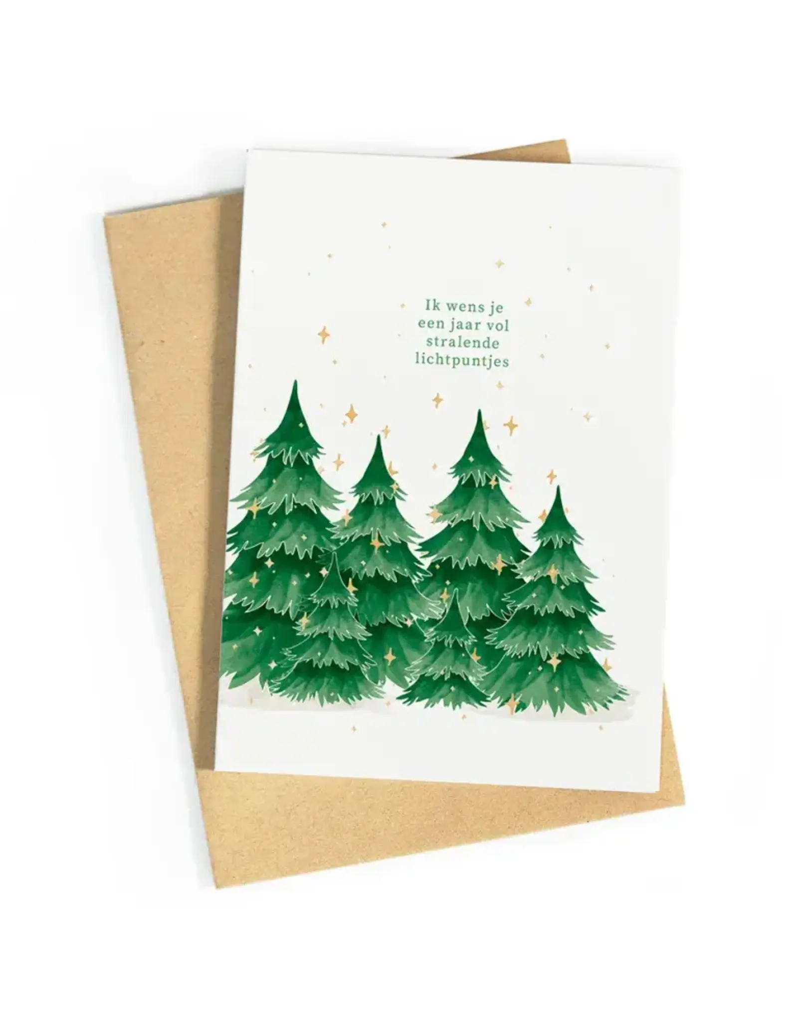 Studio Zwoane Wenskaart, Kerst - Stralende lichtpuntjes - Dubbele kaart + Envelop