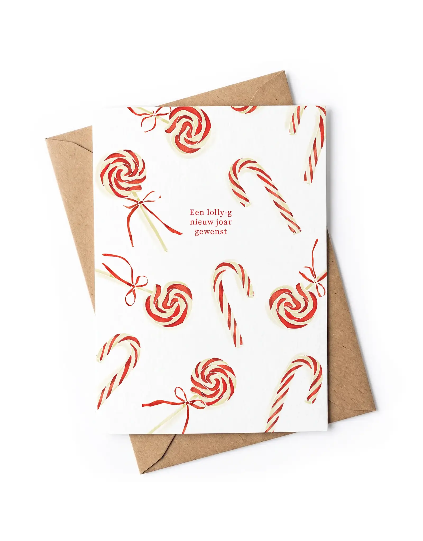 Studio Zwoane Wenskaart, Kerst - Lolly-g Nieuw joar - Dubbele kaart + Envelop