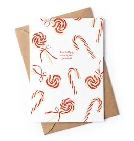 Studio Zwoane Wenskaart, Kerst - Lolly-g Nieuw joar - Dubbele kaart + Envelop