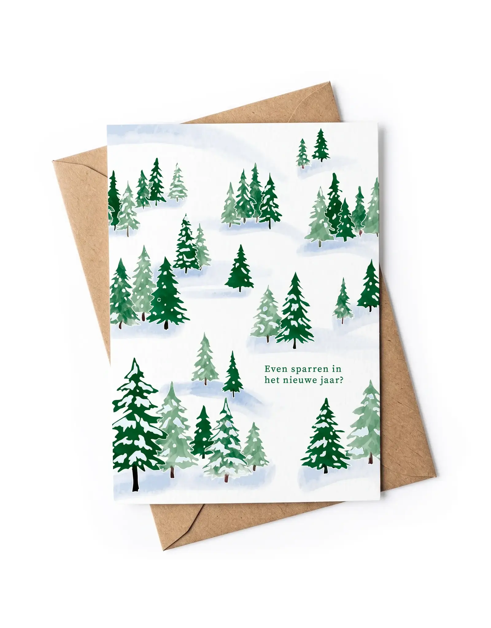 Studio Zwoane Wenskaart, Kerst - Even Sparren - Dubbele kaart + Envelop