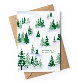 Studio Zwoane Wenskaart, Kerst - Even Sparren - Dubbele kaart + Envelop