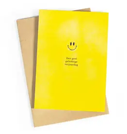 Studio Zwoane Wenskaart - Smiley, Gelukkige verjaardag - Dubbele kaart + Envelop